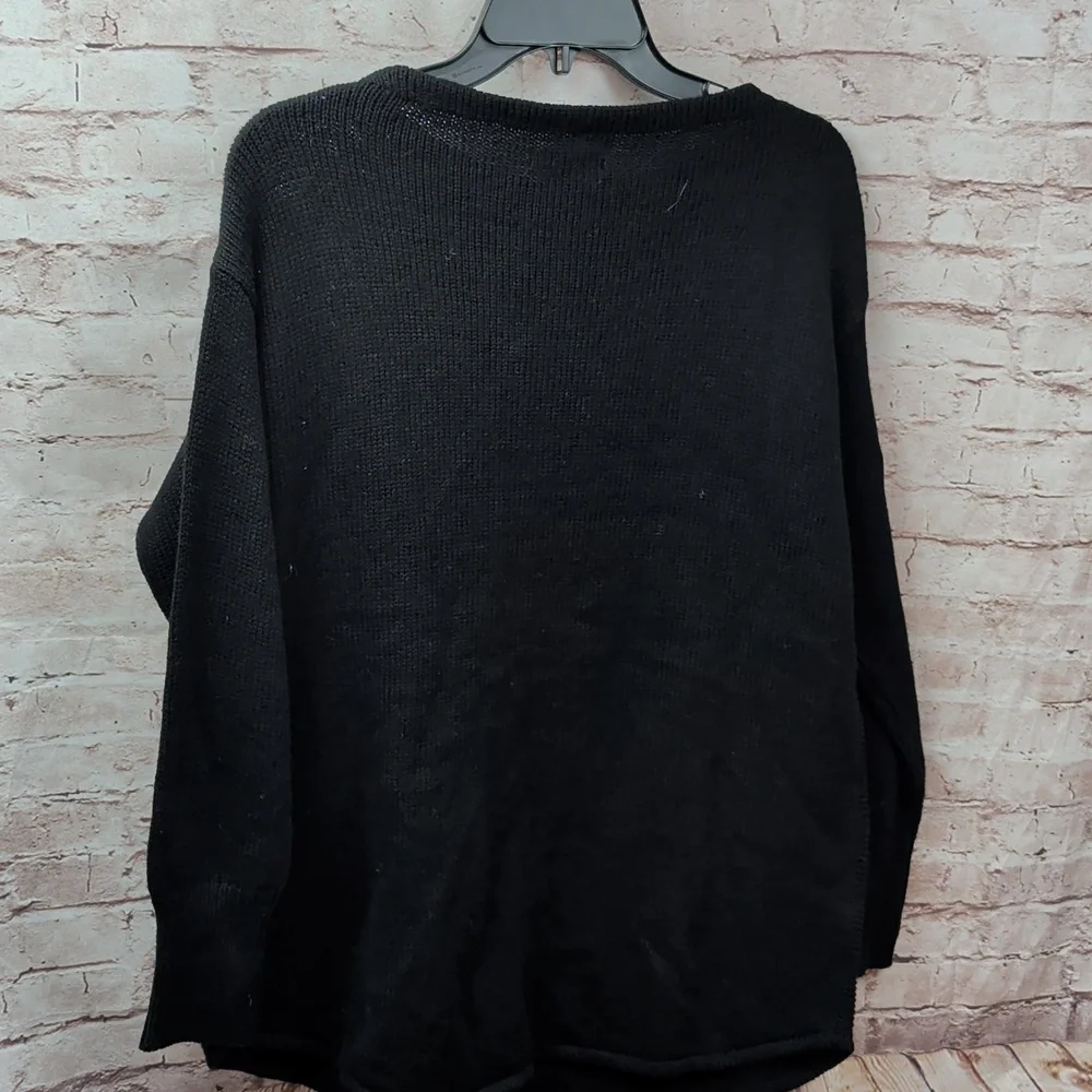 Chaps Black Cable Knit Women's Sweater Medium New Nwt